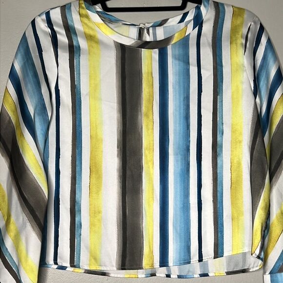 Zara Striped Long Sleeve Cropped Blouse Size Small - Picture 3 of 10